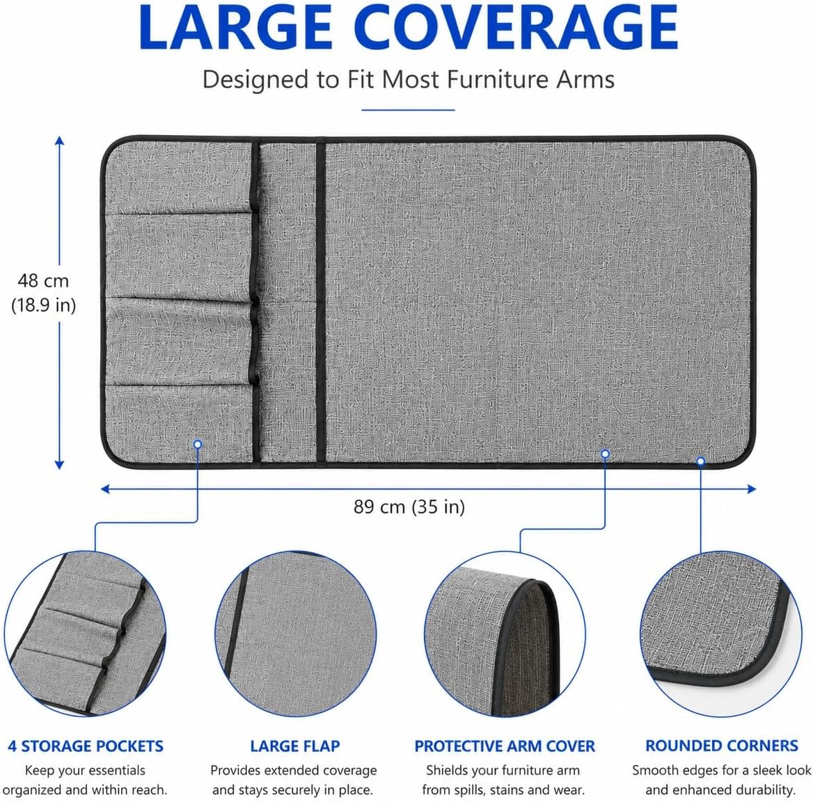 plastific Foldable Sofa Armrest Organiser with Multiple Storage Pockets