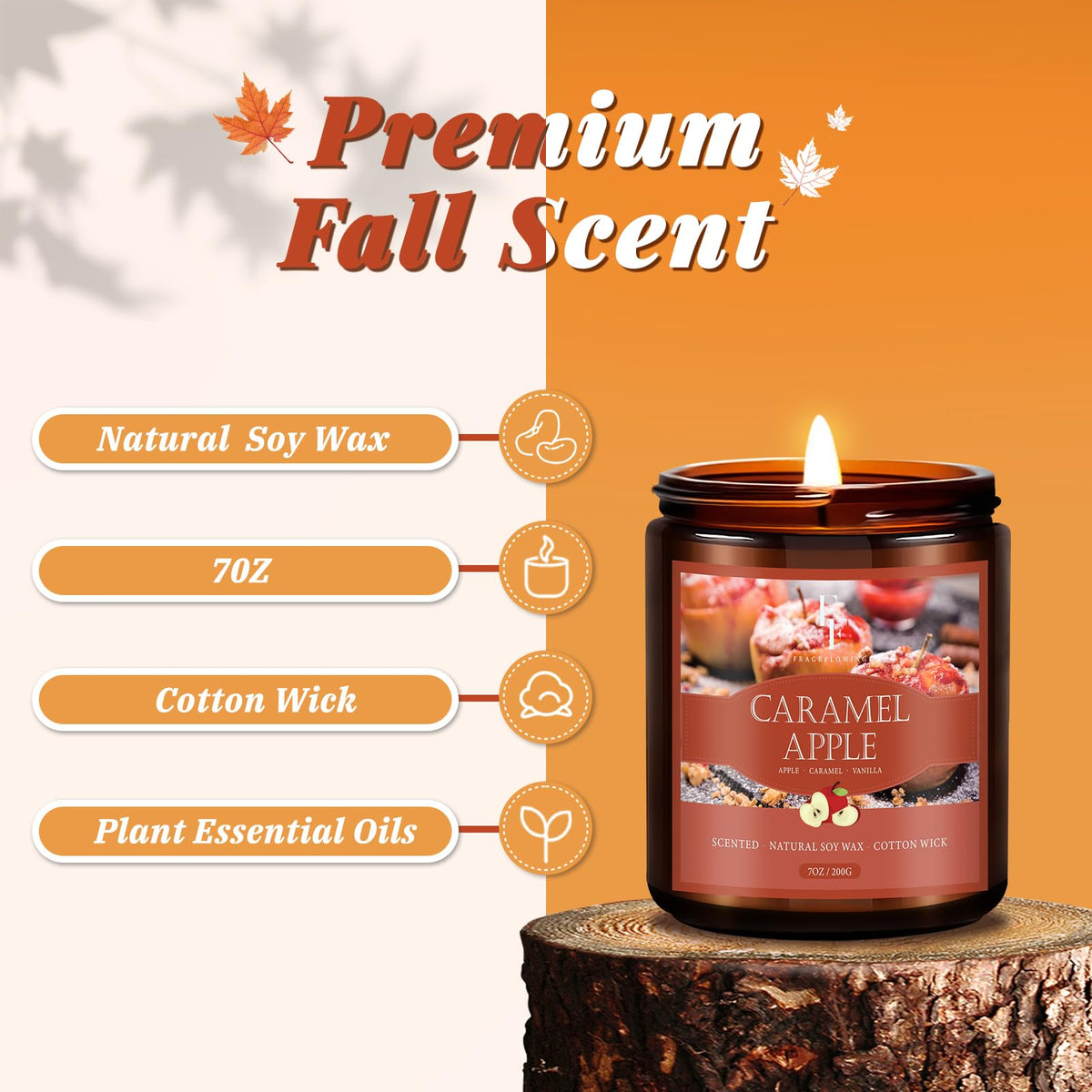 FF FRAGRFLOWING Autumn Candle, 6-Pack Soy Wax Scented Candles