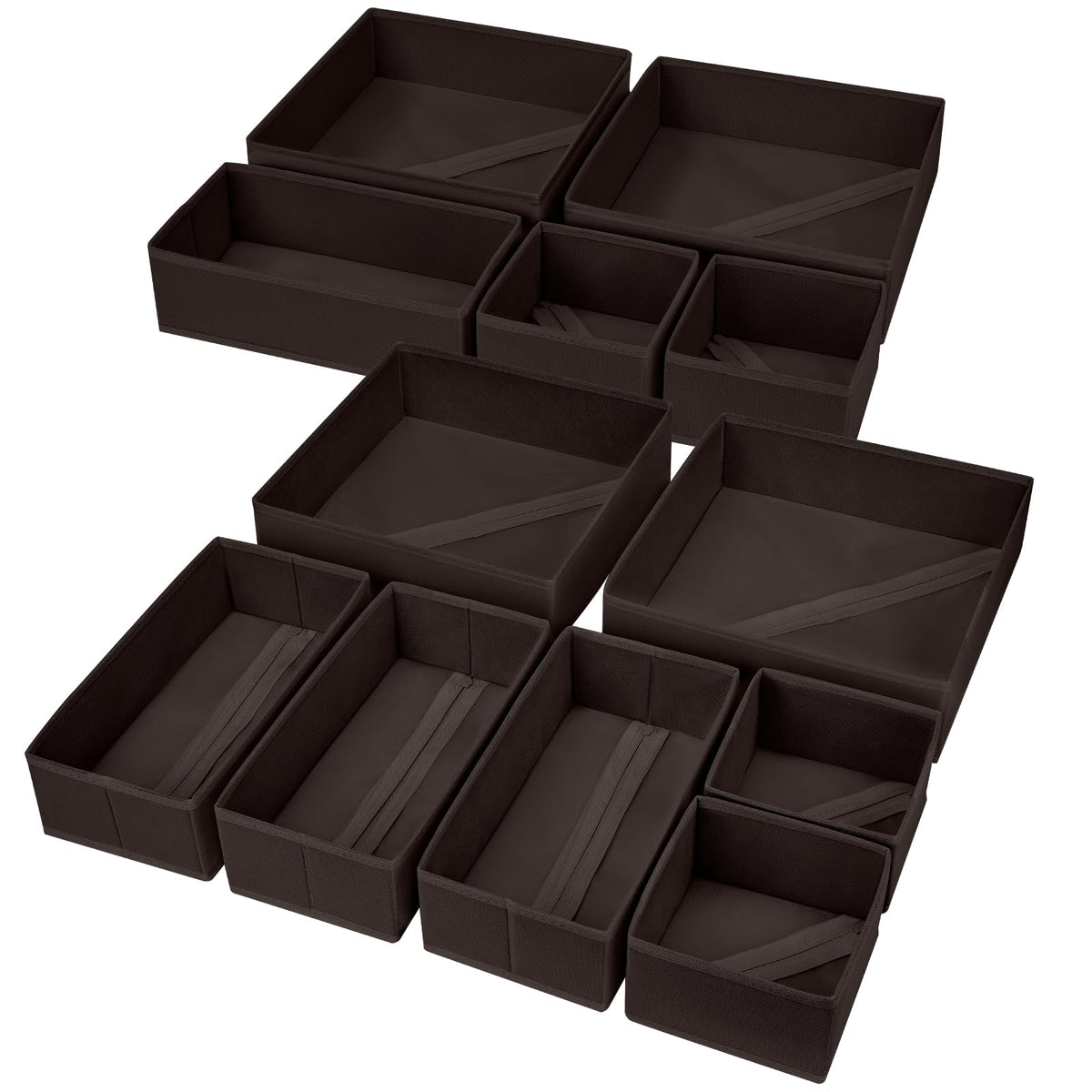 DIMJ 12 Pack Drawer Organisers Foldable Storage Box Fabric Drawer Dividers Wardrobe Storage Organiser Storage Cubes for Bras, Socks, Underwear, Ties, Scarves, Cosmetics