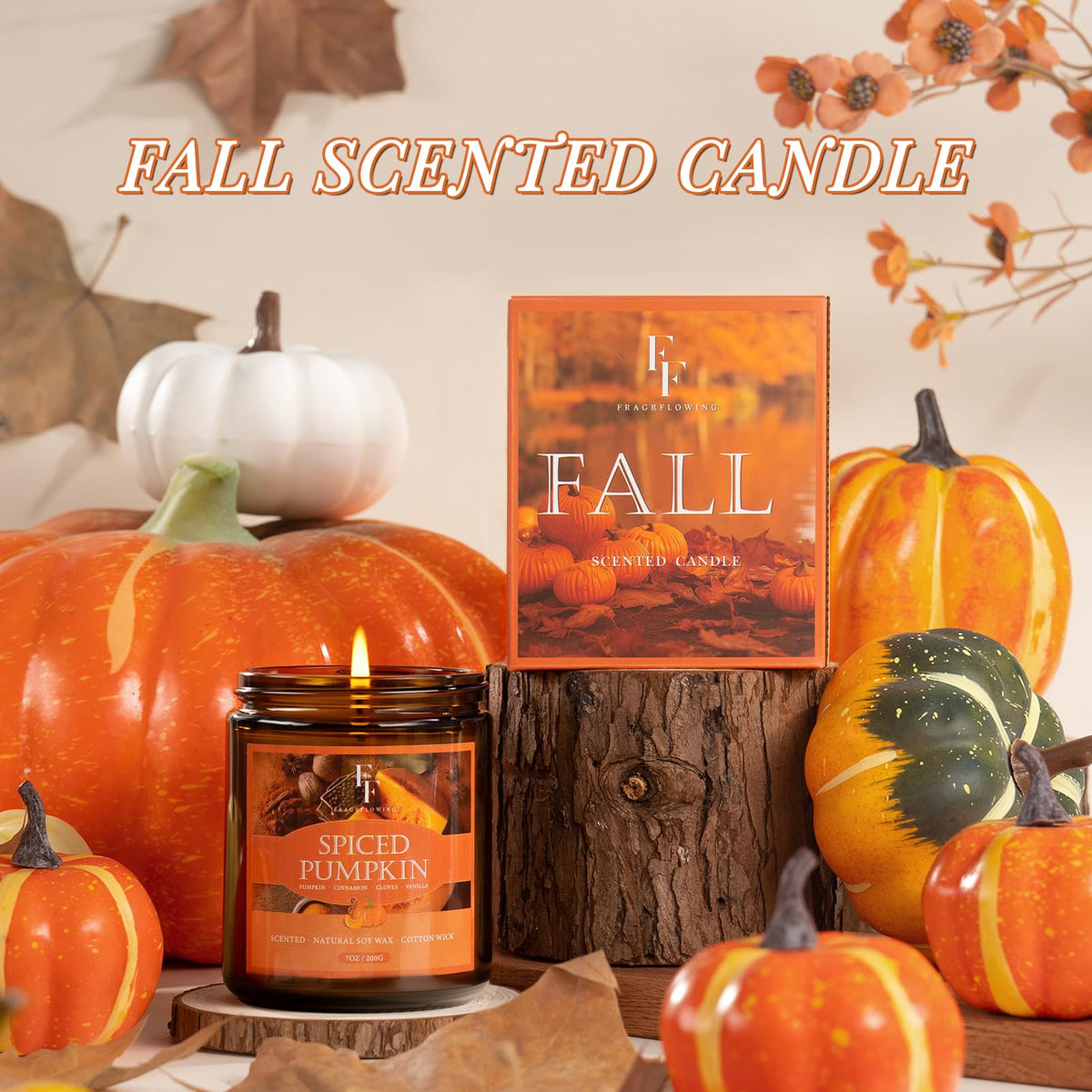 FF FRAGRFLOWING Autumn Candle, 6-Pack Soy Wax Scented Candles