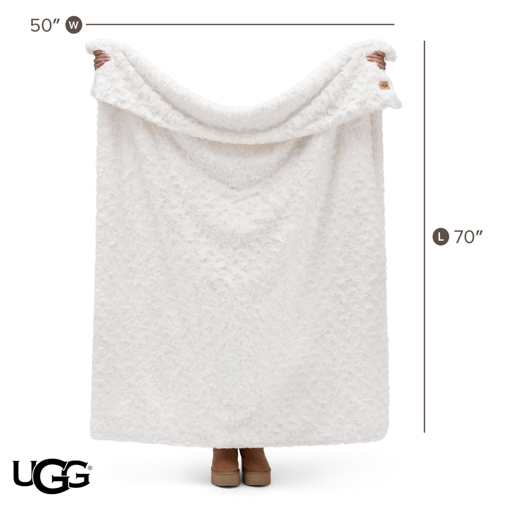 UGG Adalee Throw Blanket for Bed, Faux Fur Blanket, 50" x 70", Brown