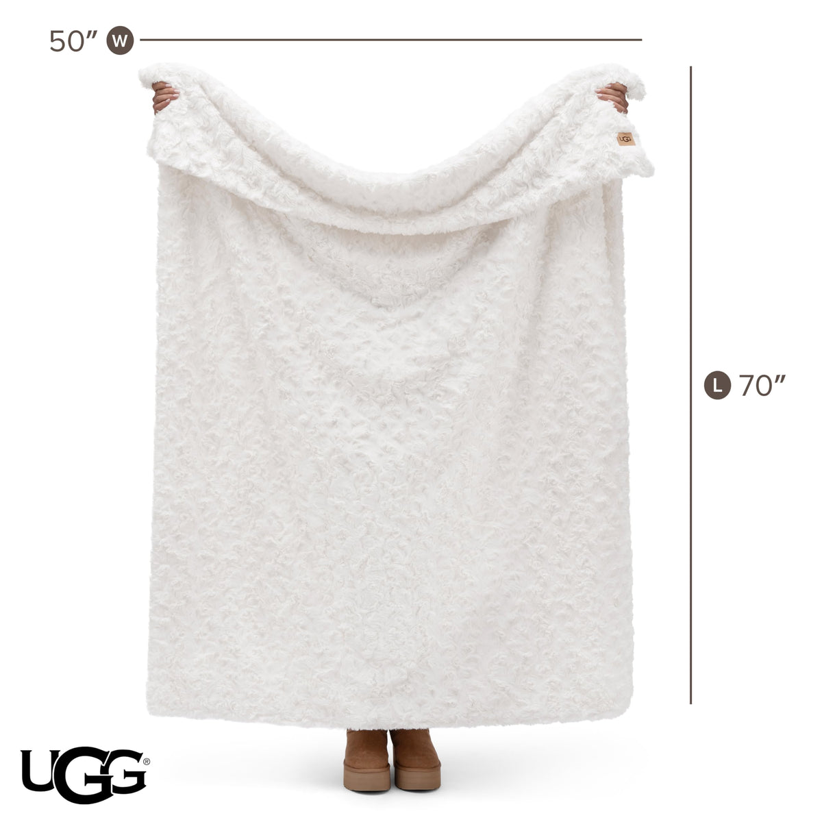 UGG Adalee Throw Blanket for Bed, Faux Fur Blanket, 50" x 70", Brown
