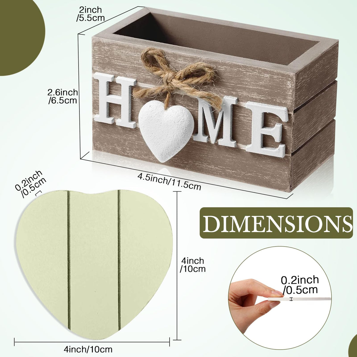Patelai Set of 6 Wooden Heart Coasters House Warming Gifts, Home, Grey