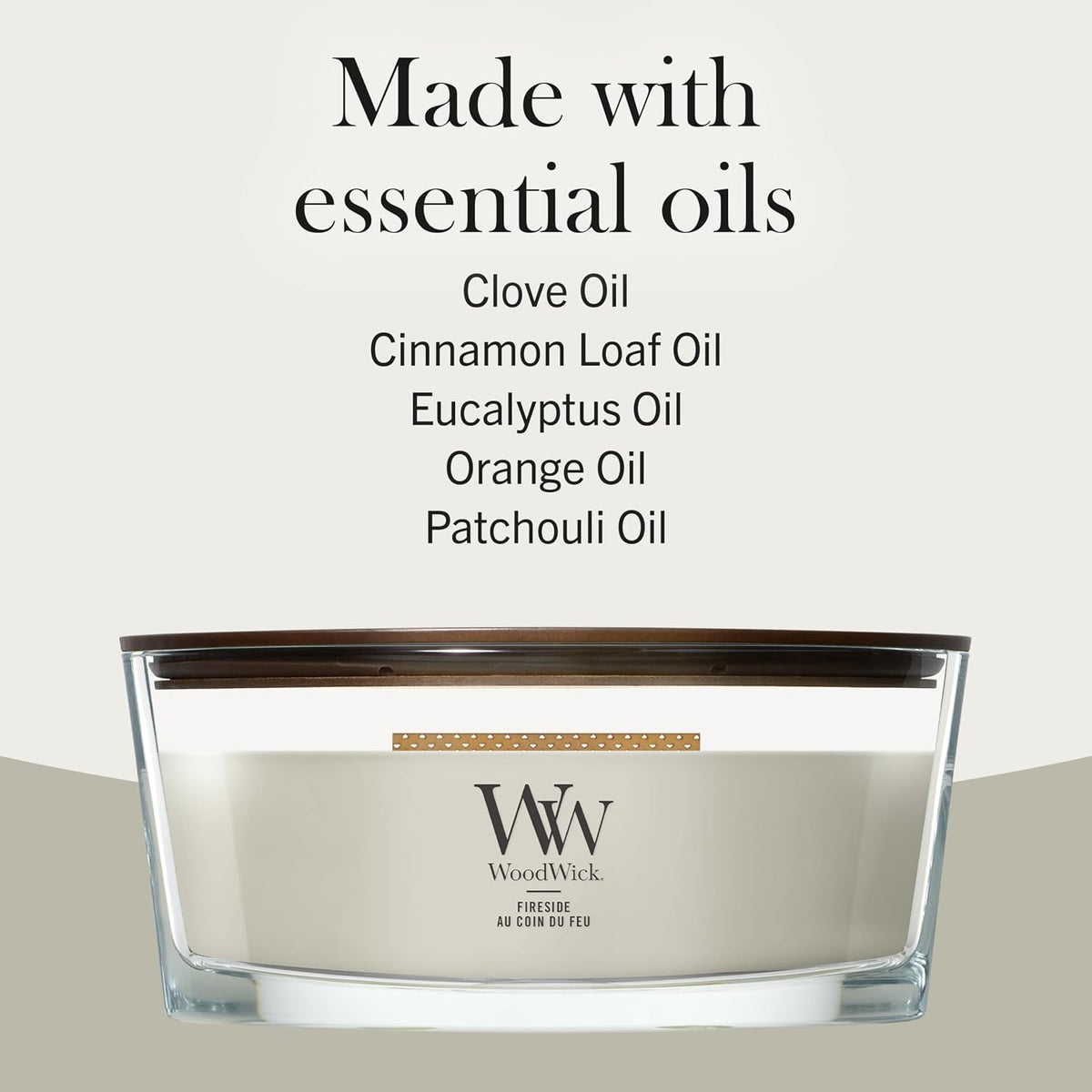 WoodWick Ellipse Scented Candle | Fireside | with Crackling Wick | Burn Time: Up to 50 Hours