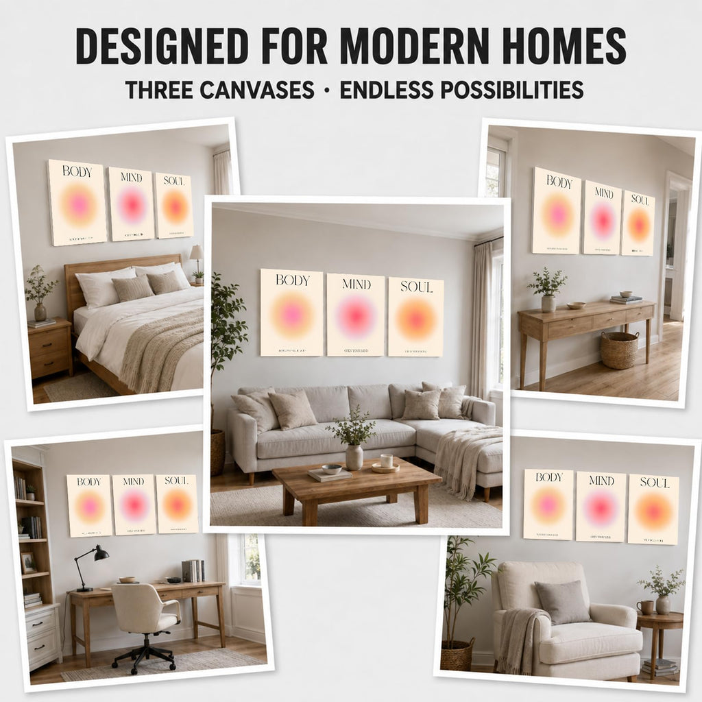 Soft Beige Floral Canvas Prints, Set of 3 Framed 12 x 16 Inch Wall Art