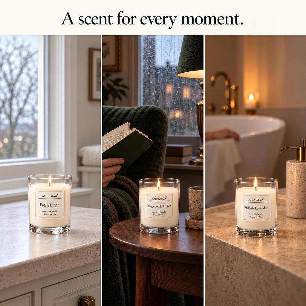 Yinuo Mirror Scented Candles Gift Set for Women, 6x100g Soy Wax, 6 Scents