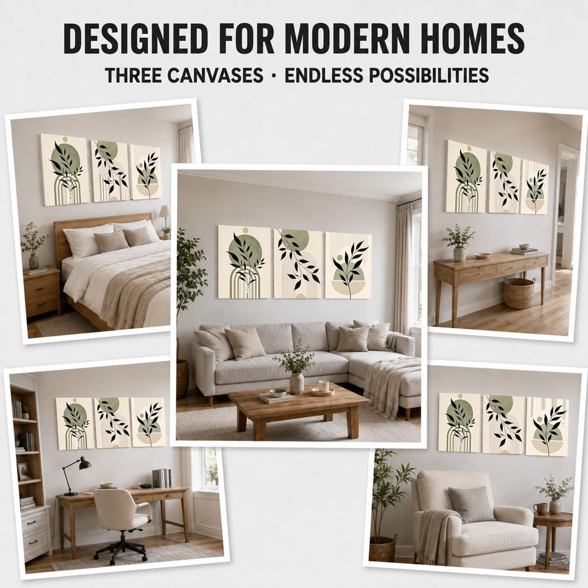 Soft Beige Floral Canvas Prints, Set of 3 Framed 12 x 16 Inch Wall Art