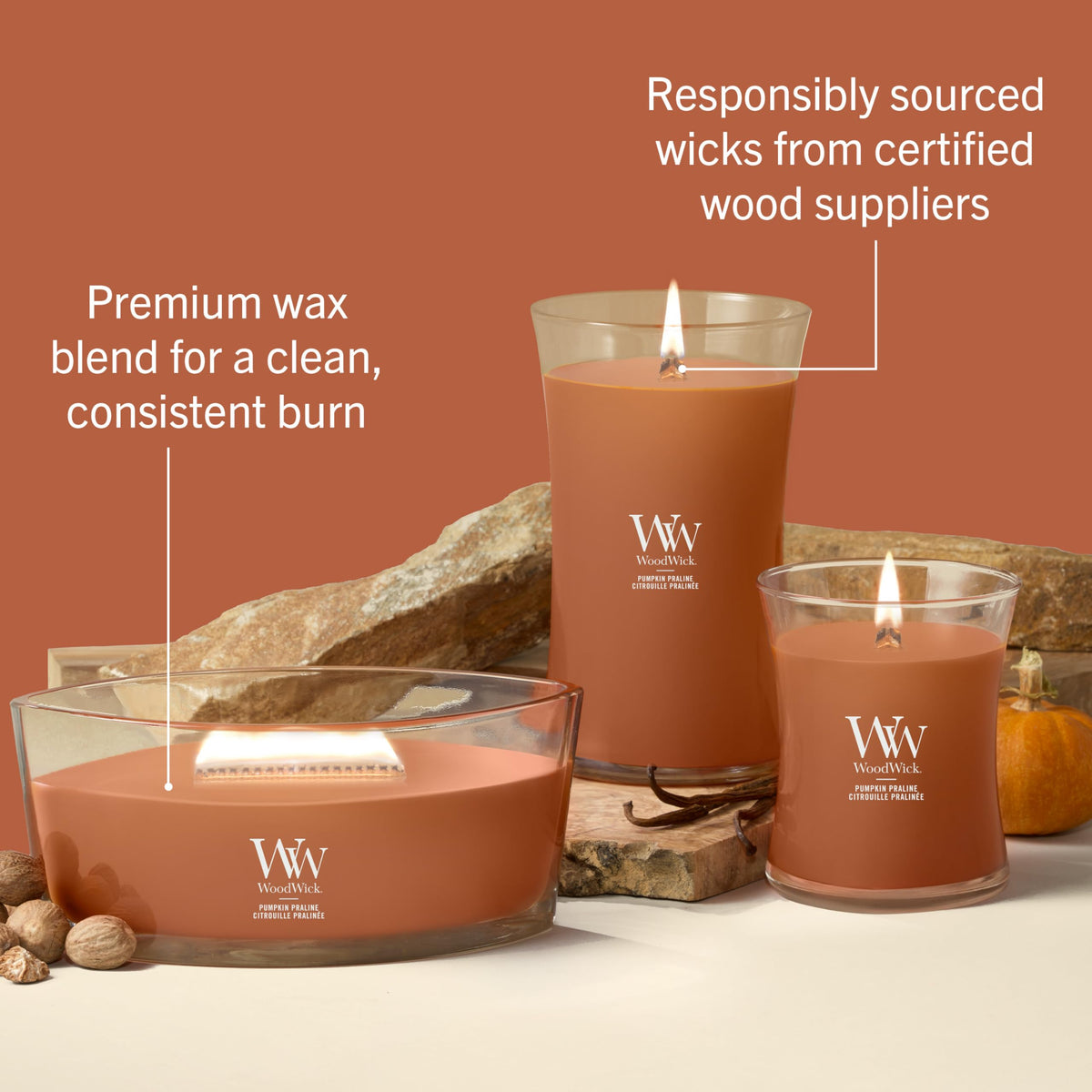 WoodWick Ellipse Scented Candle | Fireside | with Crackling Wick | Burn Time: Up to 50 Hours