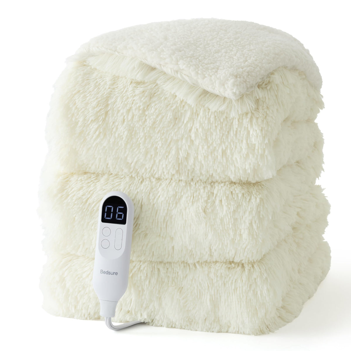 Bedsure Faux Fur Heated Blanket Twin Size, Tie-Dye Electric Blanket, Black
