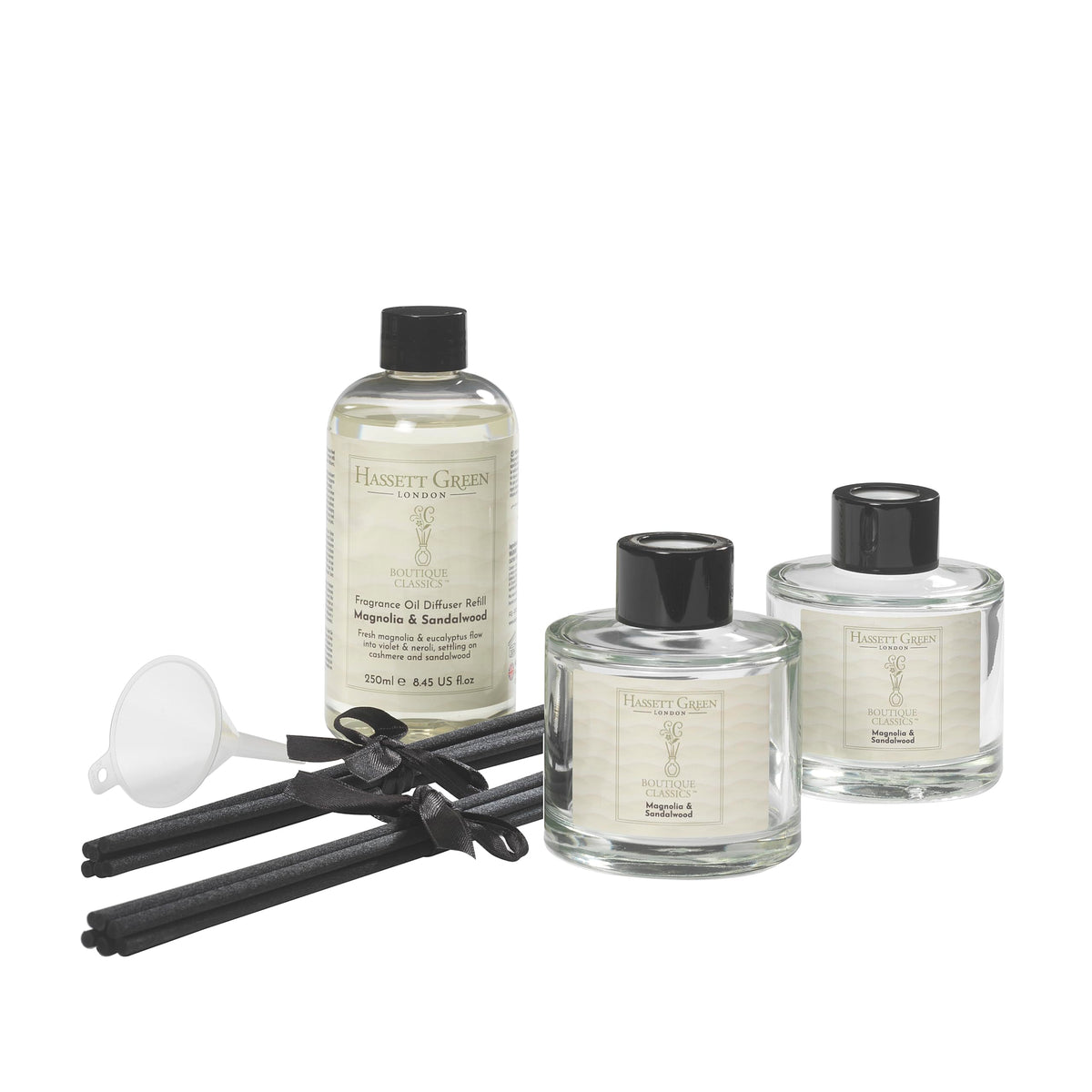 Hassett Green London Boutique Classics Damask Rose & Oud - Reed Diffuser Duo Set - 2 x 125ml - Reduced Packaging