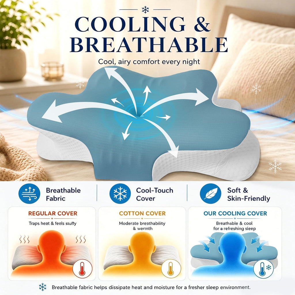 Hydomi Orthopaedic Cervical Pillow for Neck and Shoulder Pain Relief, Memory Foam Neck Support Pillow for Side, Back &Stomach Sleepers, Ergonomic Contour Bed Pillow with Armrest Design, Washable Cover