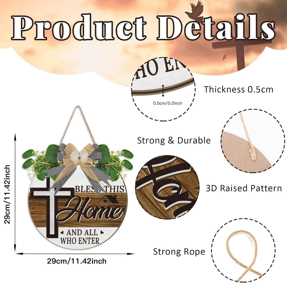 TOARTi Kitchen Hanging Rustic Signs Farmhouse Round Wall Art Home 11.5in