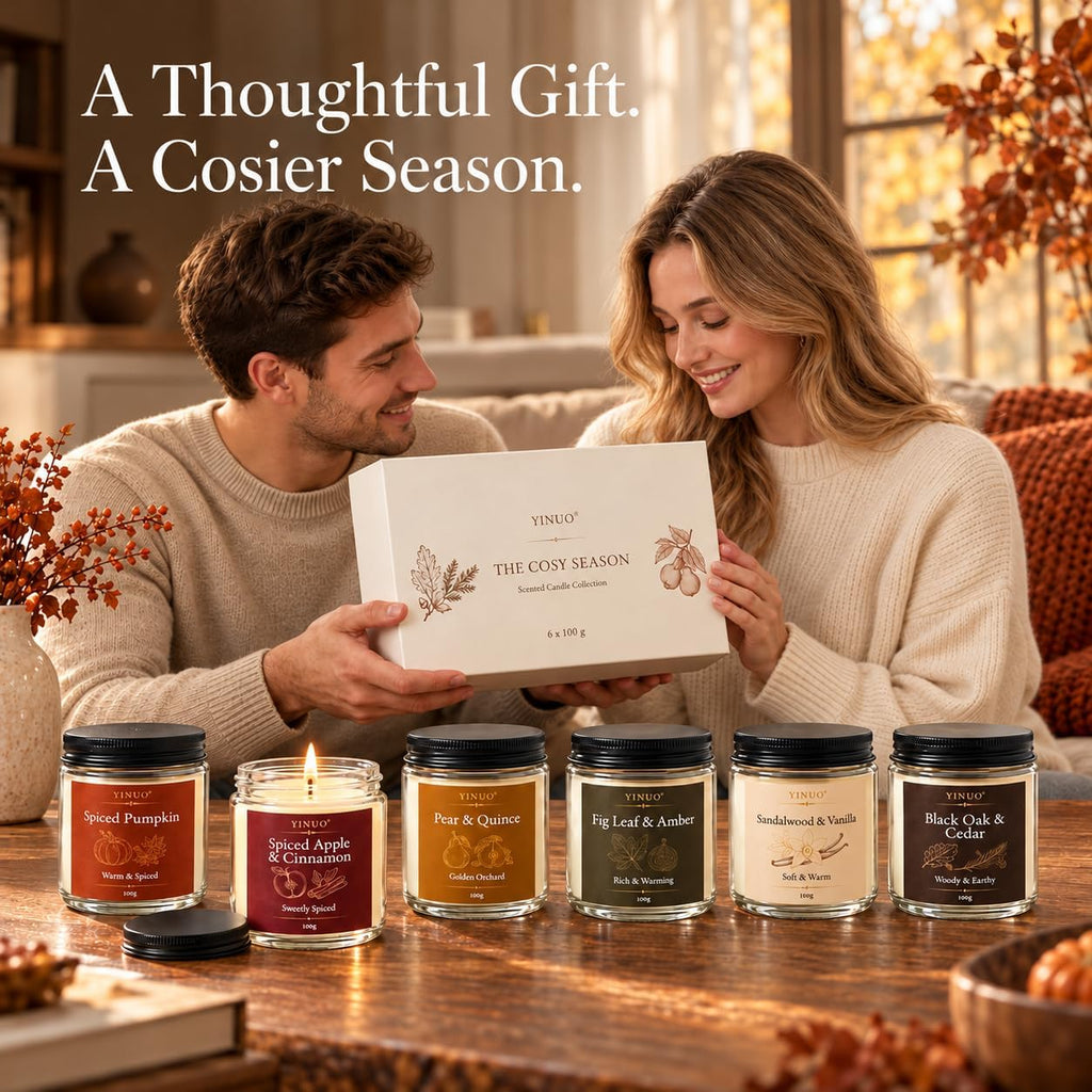 Scented Candles Gift Set, All Occasions Home Spa Gift Box for Relaxation (6 Pack Autumn Glow Collection)