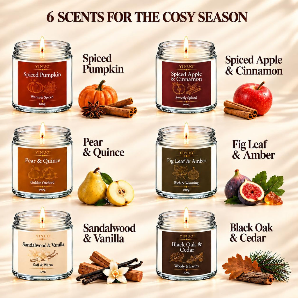 Scented Candles Gift Set, All Occasions Home Spa Gift Box for Relaxation (6 Pack Autumn Glow Collection)