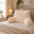 rejuvopedic Reading Cuddle Cushion – Natural, Super Soft Teddy Fleece Comfort Cushion with Pocket & Carry Handle
