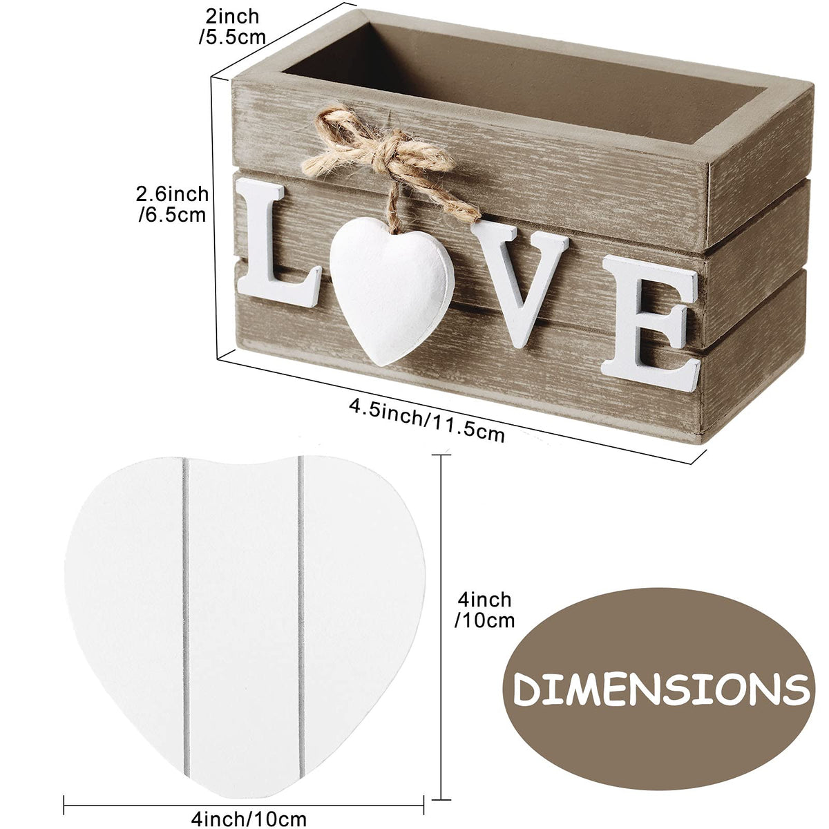 Patelai Set of 6 Wooden Heart Coasters House Warming Gifts, Home, Grey