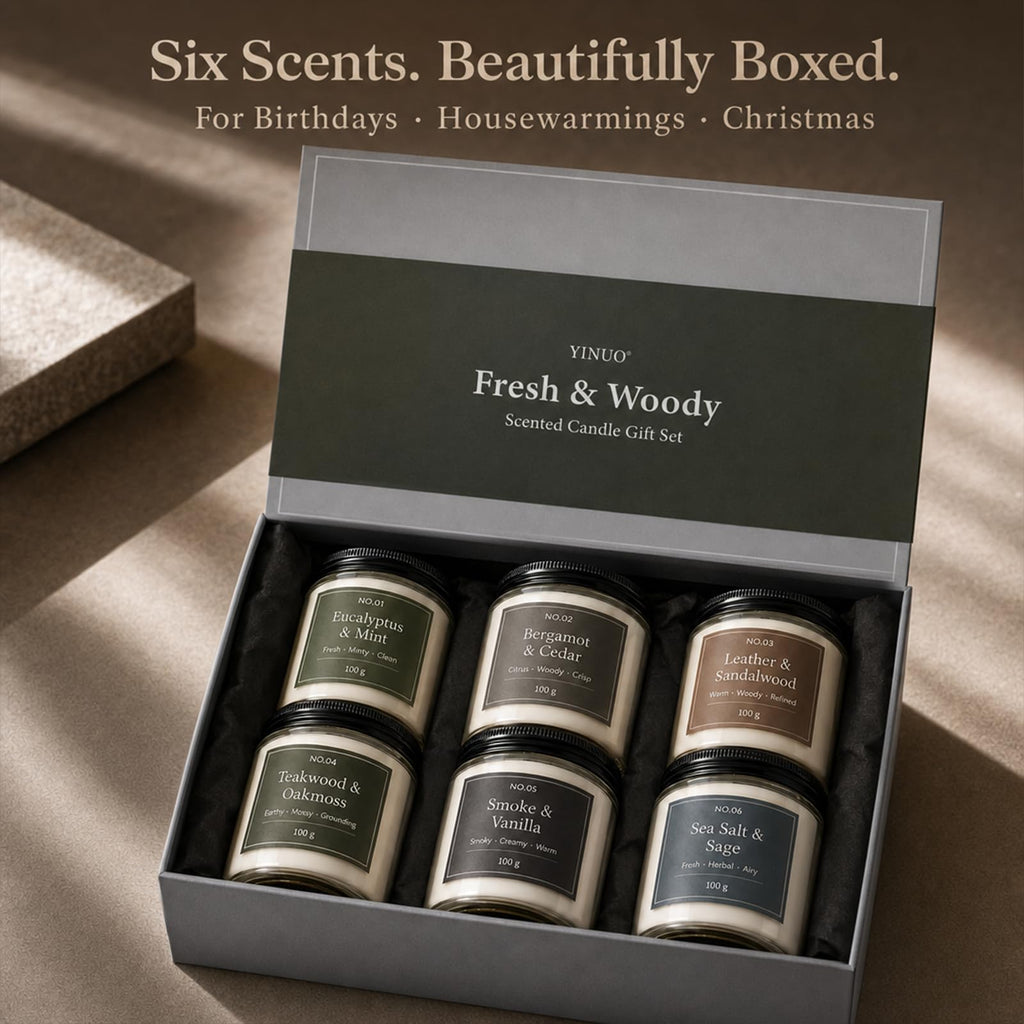 Scented Candles Gift Set, All Occasions Home Spa Gift Box for Relaxation (6 Pack Autumn Glow Collection)