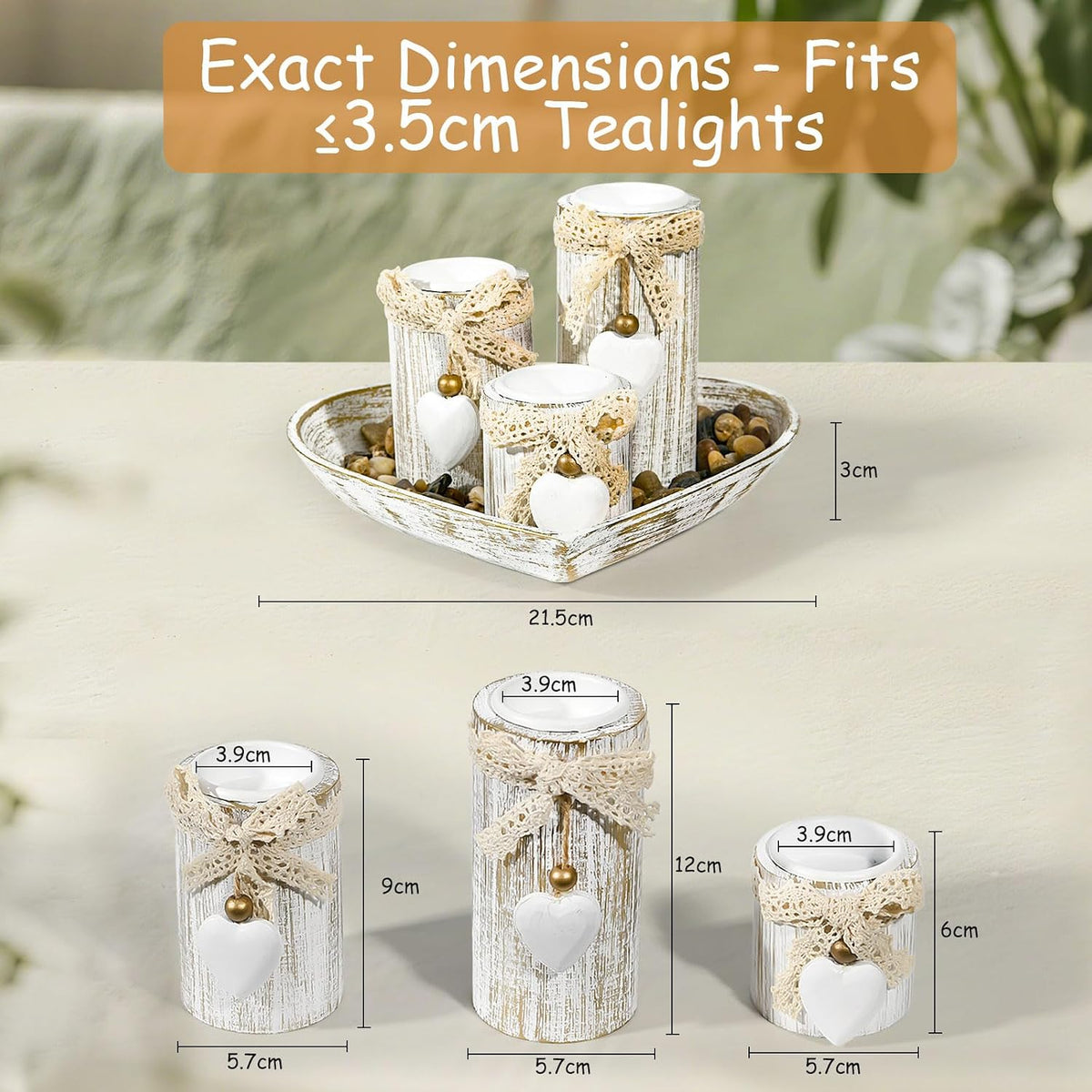 GoMaihe Candle Holder Set of 4 with Wodden Tray, Tealight Holders Candlestick Holder, Table Centerpiece Home Decor Living Room Bedroom Decoration Mum Gift Birthday Wedding Christmas Party Ornaments