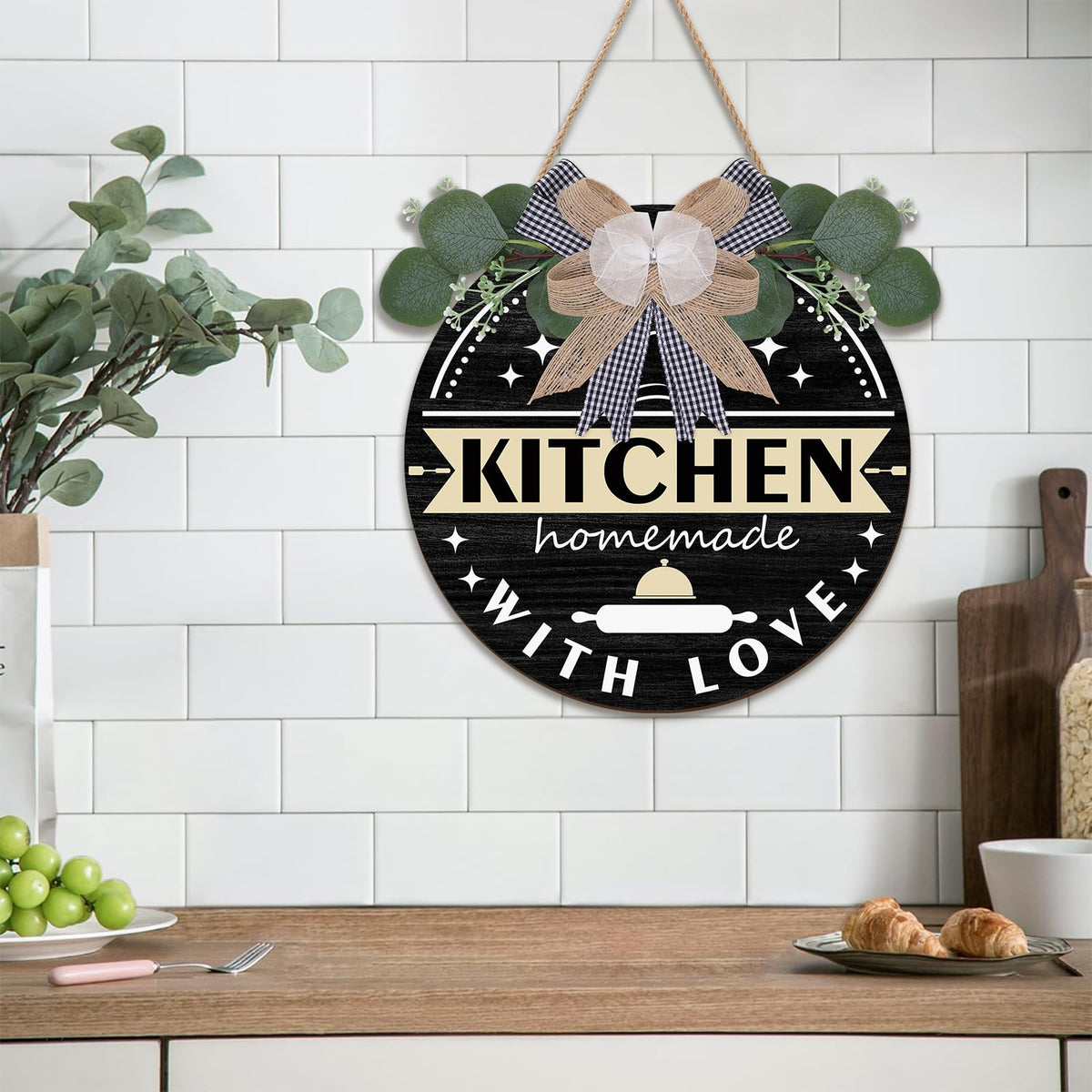 TOARTi Kitchen Hanging Rustic Signs Farmhouse Round Wall Art Home 11.5in