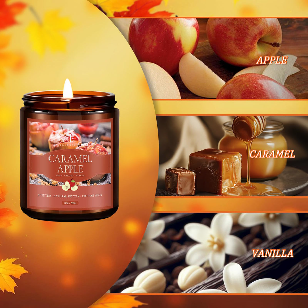 FF FRAGRFLOWING Autumn Candle, 6-Pack Soy Wax Scented Candles