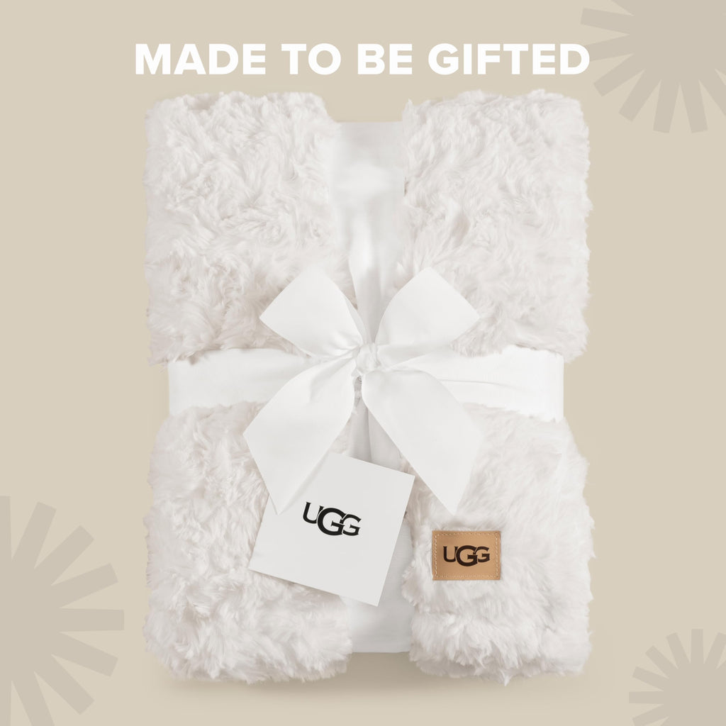UGG Adalee Throw Blanket for Bed, Faux Fur Blanket, 50" x 70", Brown