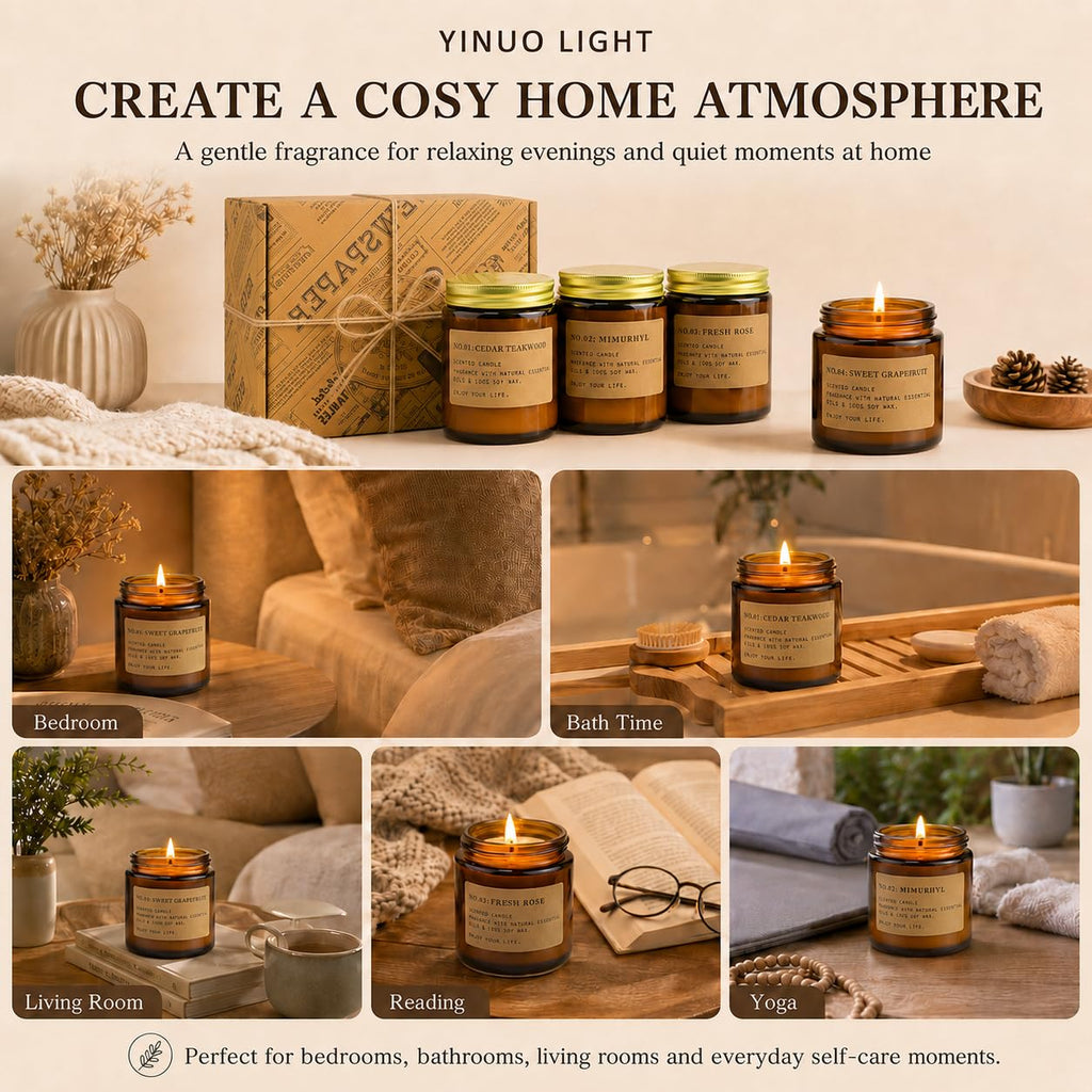 Scented Candles Gift Set, All Occasions Home Spa Gift Box for Relaxation (6 Pack Autumn Glow Collection)