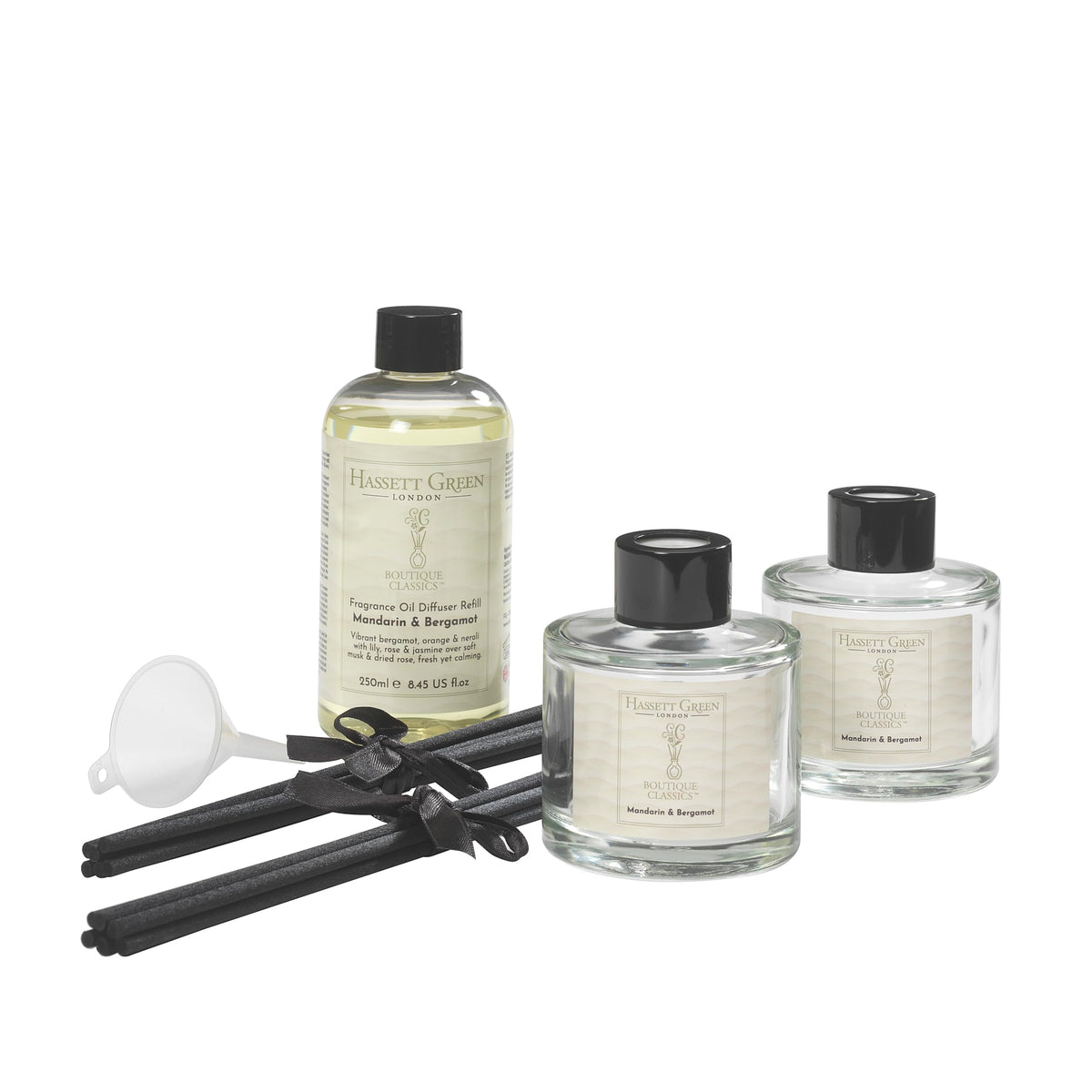 Hassett Green London Boutique Classics Damask Rose & Oud - Reed Diffuser Duo Set - 2 x 125ml - Reduced Packaging