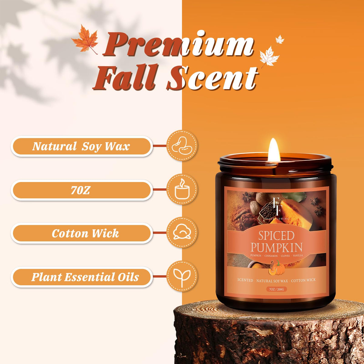 FF FRAGRFLOWING Autumn Candle, 6-Pack Soy Wax Scented Candles