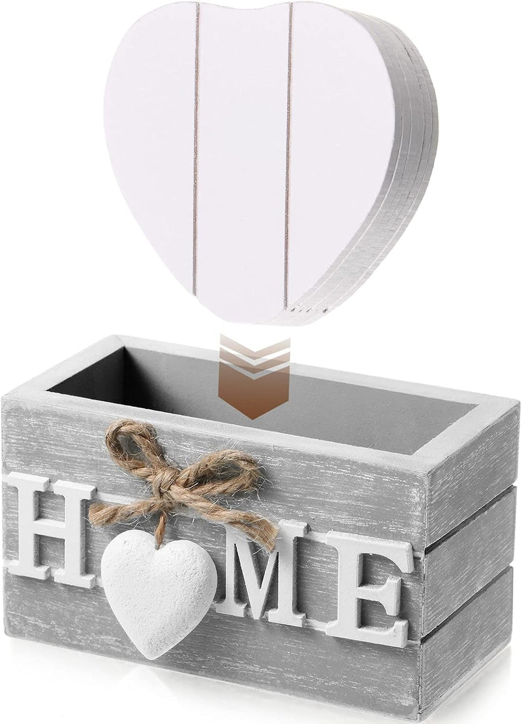 Patelai Set of 6 Wooden Heart Coasters House Warming Gifts, Home, Grey