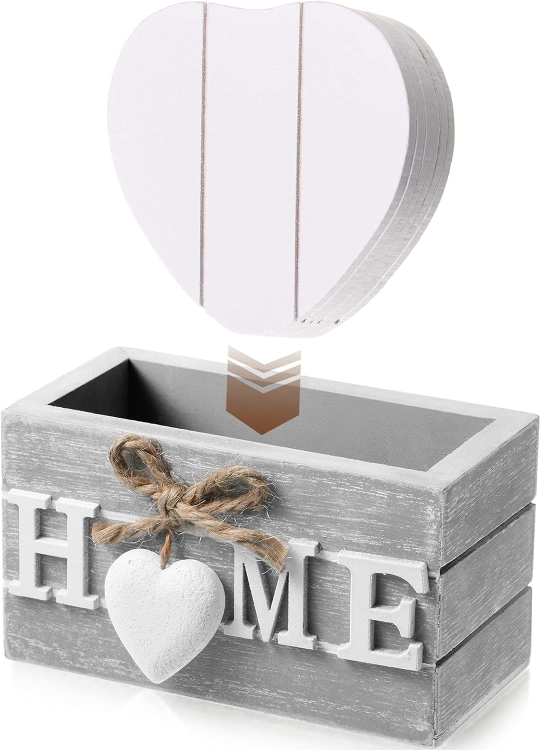 Patelai Set of 6 Wooden Heart Coasters House Warming Gifts, Home, Grey