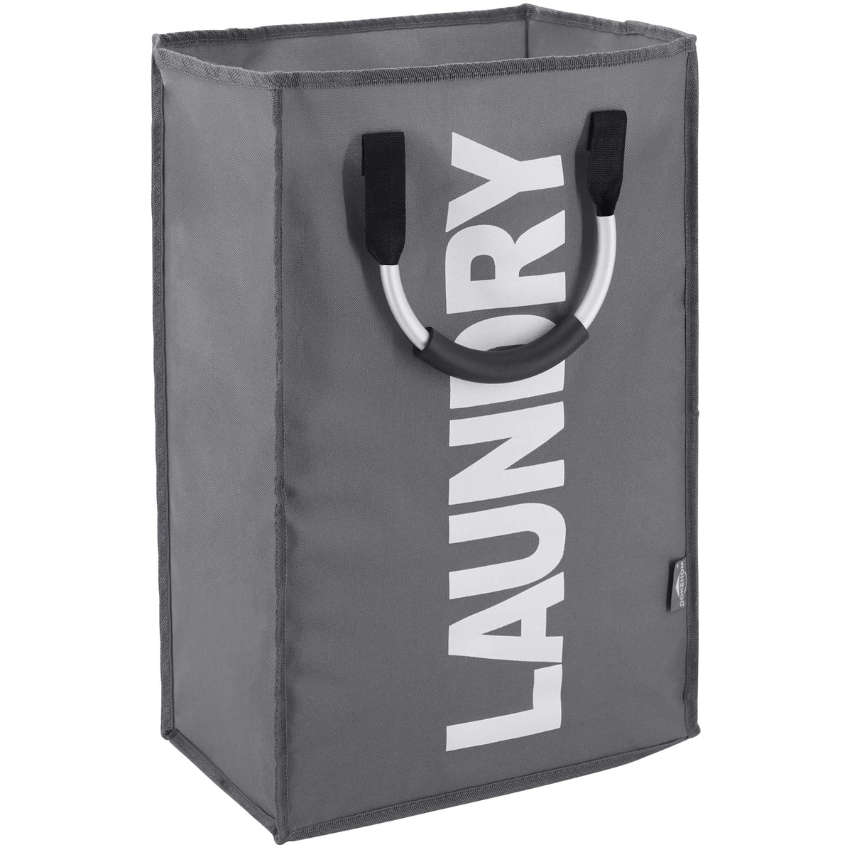 DOKEHOM 80L Collapsible Laundry Basket Bag with 2 Sections, Dark Grey