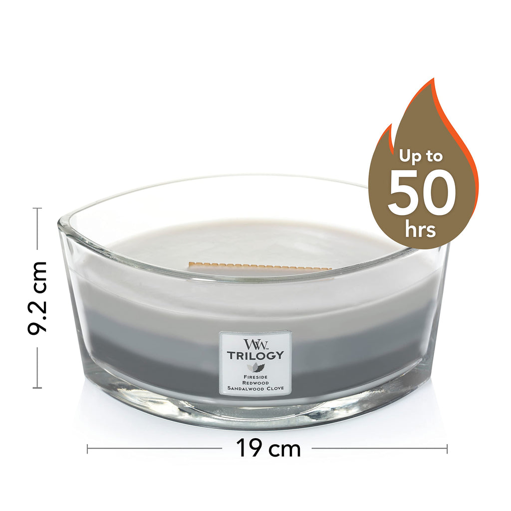 WoodWick Ellipse Scented Candle | Fireside | with Crackling Wick | Burn Time: Up to 50 Hours