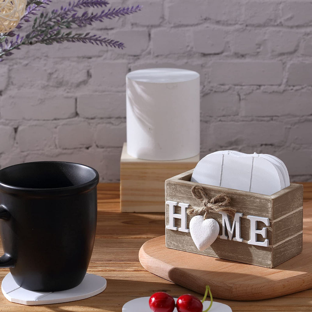 Patelai Set of 6 Wooden Heart Coasters House Warming Gifts, Home, Grey