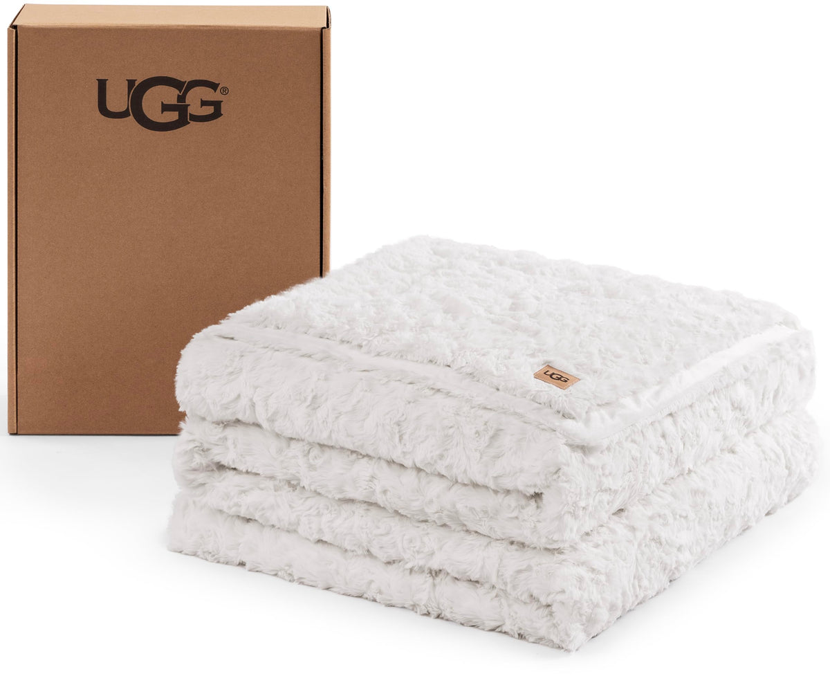 UGG Adalee Throw Blanket for Bed, Faux Fur Blanket, 50" x 70", Brown