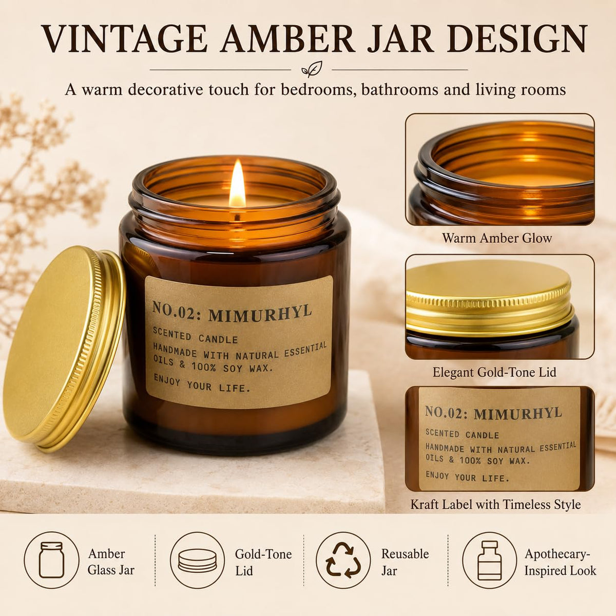 Scented Candles Gift Set, All Occasions Home Spa Gift Box for Relaxation (6 Pack Autumn Glow Collection)