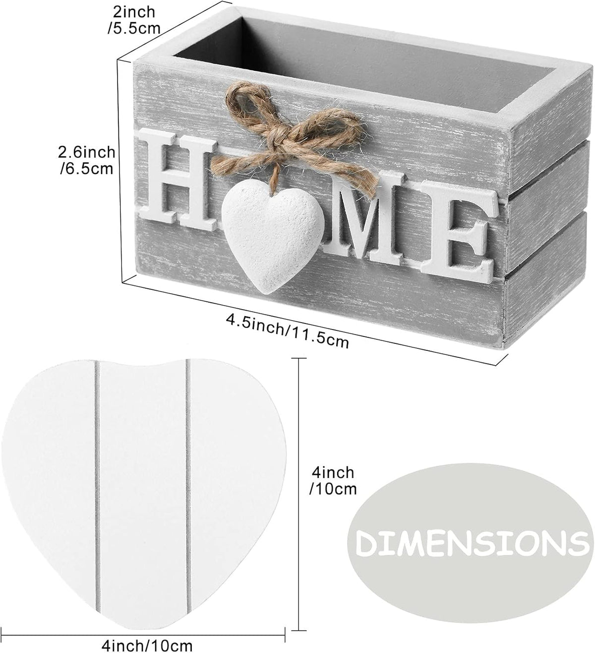 Patelai Set of 6 Wooden Heart Coasters House Warming Gifts, Home, Grey