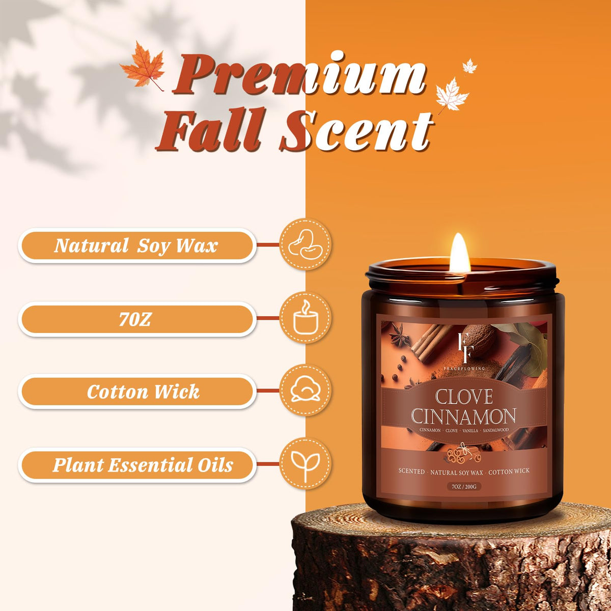 FF FRAGRFLOWING Autumn Candle, 6-Pack Soy Wax Scented Candles