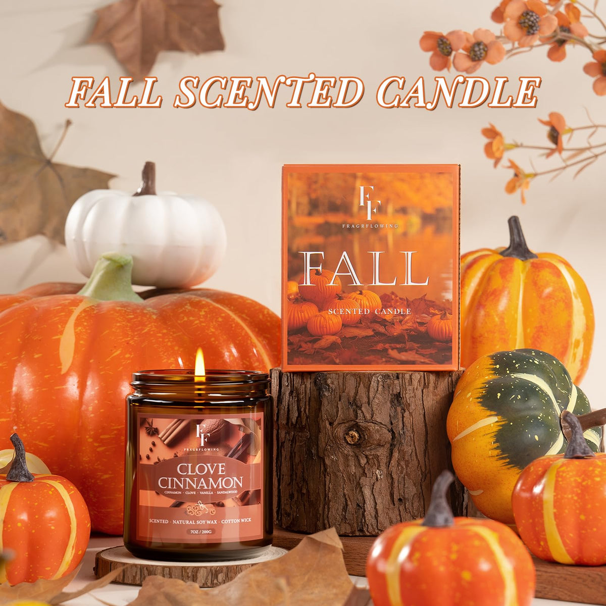 FF FRAGRFLOWING Autumn Candle, 6-Pack Soy Wax Scented Candles