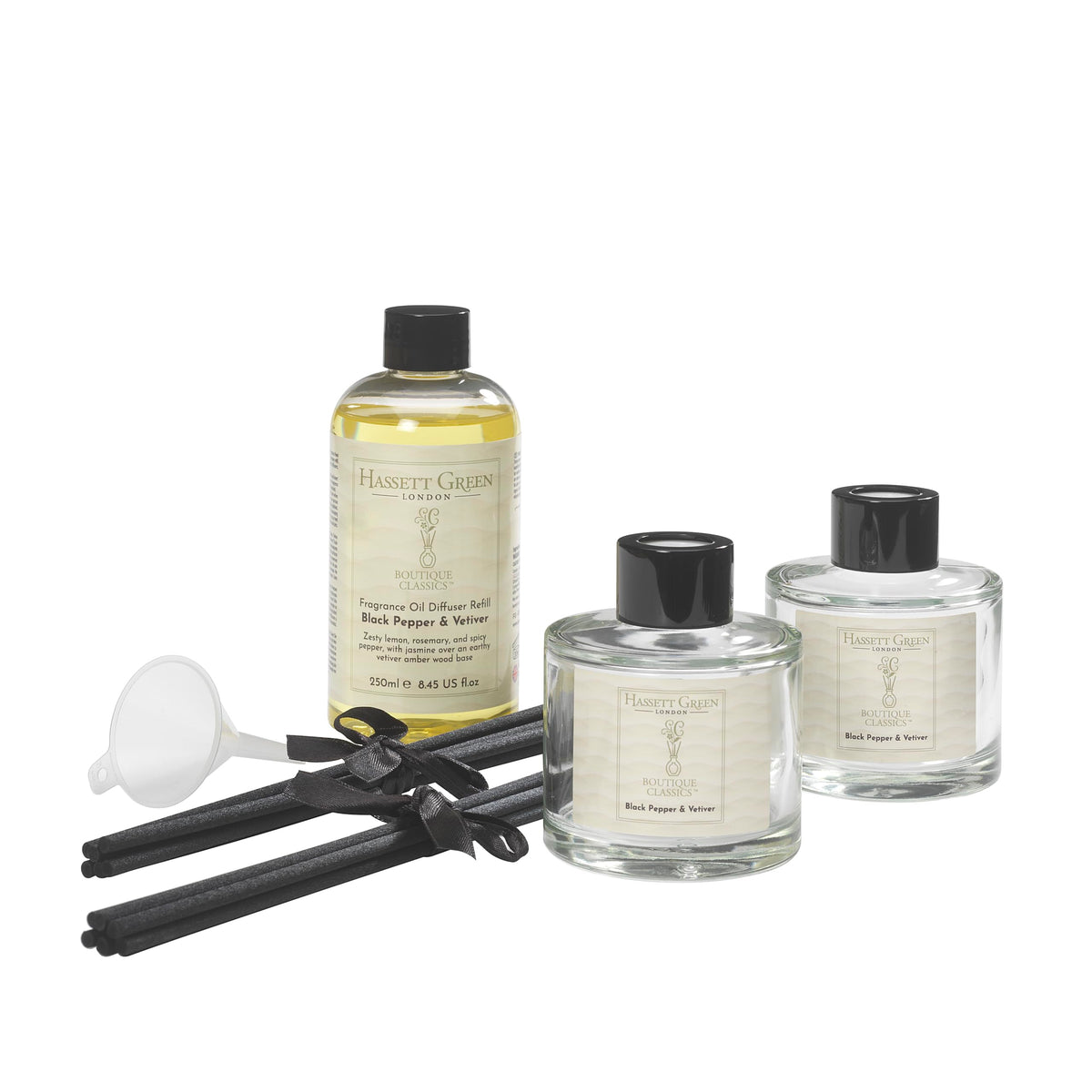 Hassett Green London Boutique Classics Damask Rose & Oud - Reed Diffuser Duo Set - 2 x 125ml - Reduced Packaging