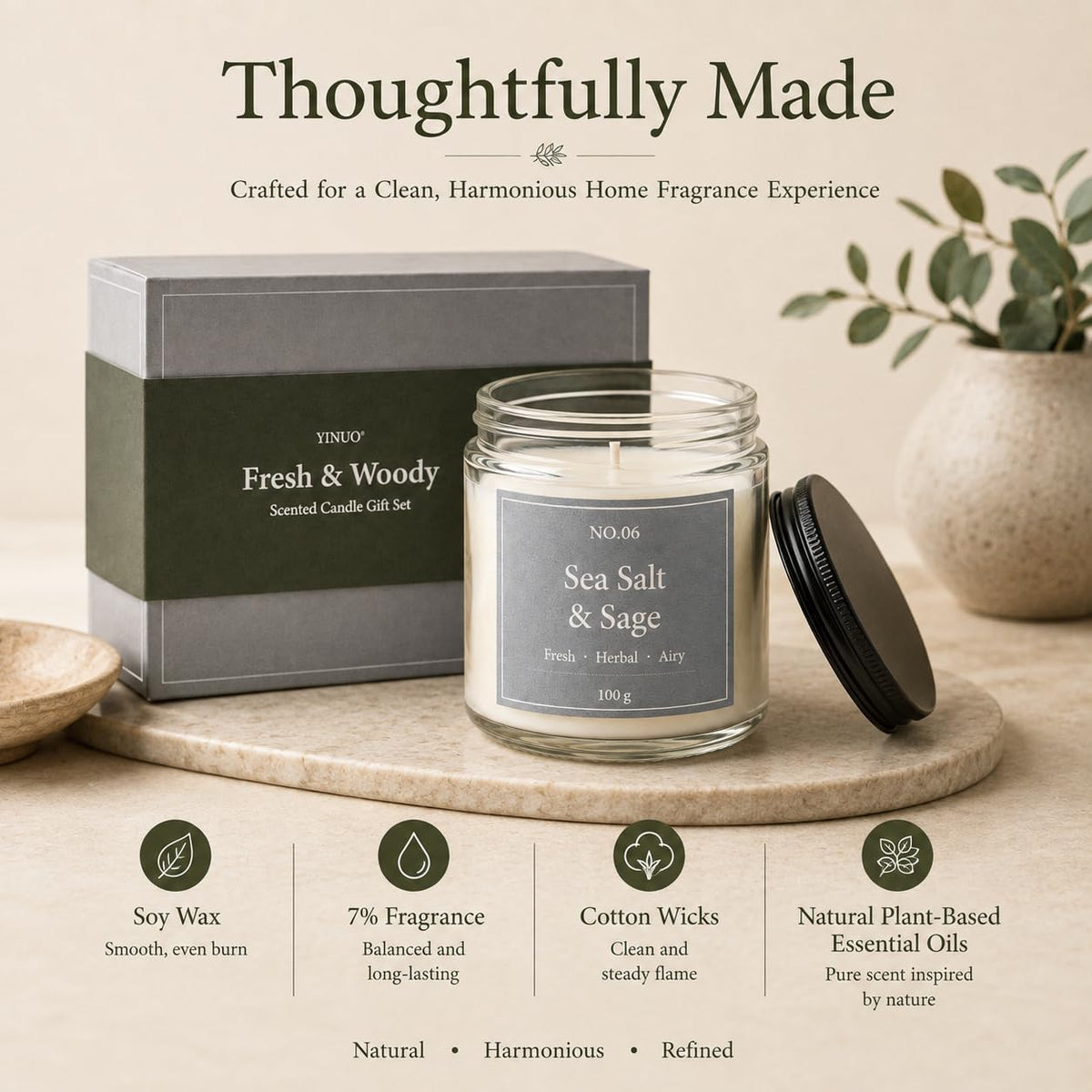Scented Candles Gift Set, All Occasions Home Spa Gift Box for Relaxation (6 Pack Autumn Glow Collection)