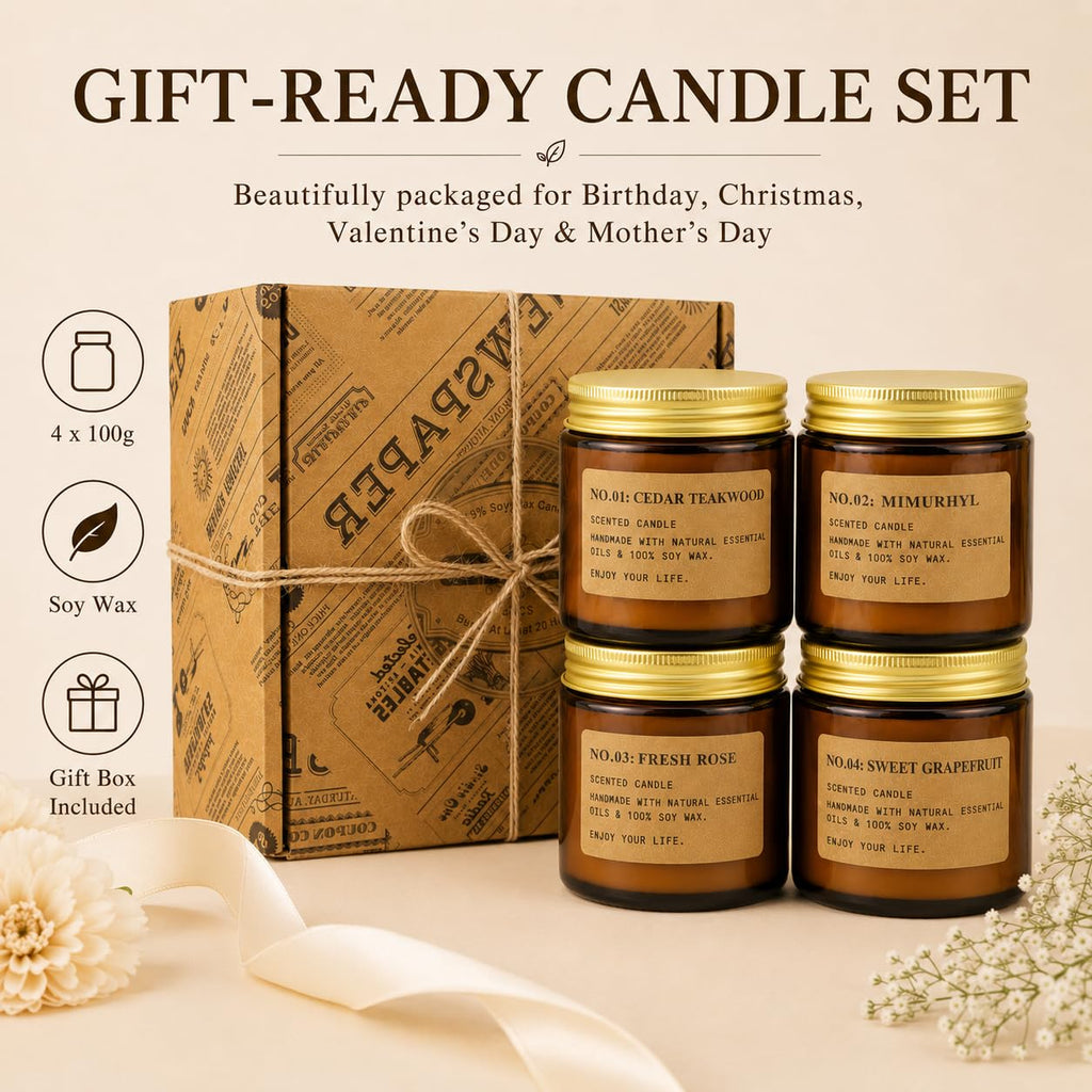 Scented Candles Gift Set, All Occasions Home Spa Gift Box for Relaxation (6 Pack Autumn Glow Collection)