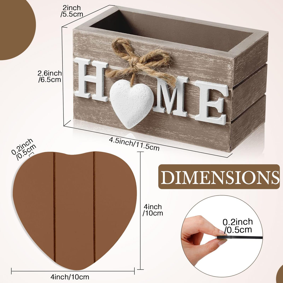 Patelai Set of 6 Wooden Heart Coasters House Warming Gifts, Home, Grey