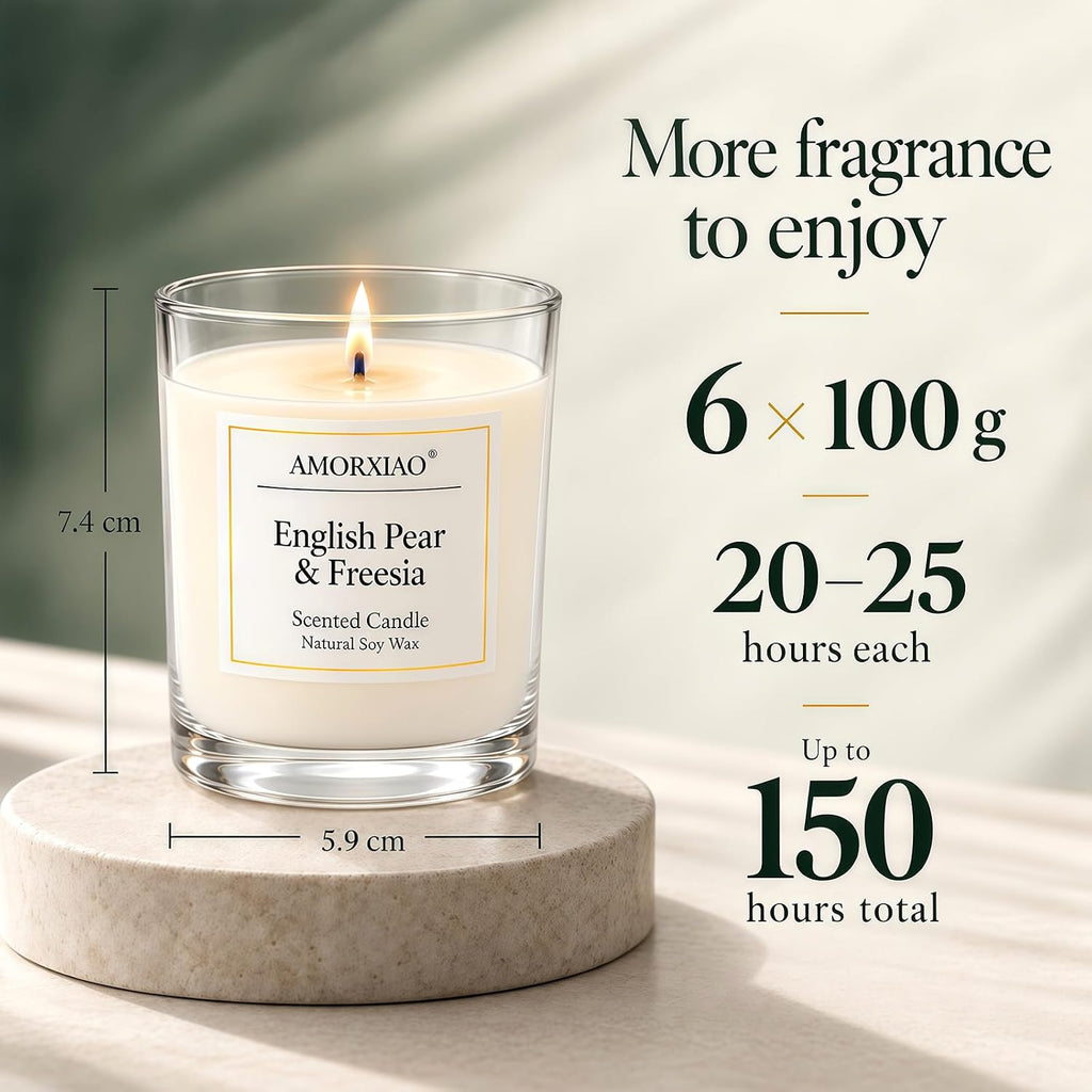 Yinuo Mirror Scented Candles Gift Set for Women, 6x100g Soy Wax, 6 Scents