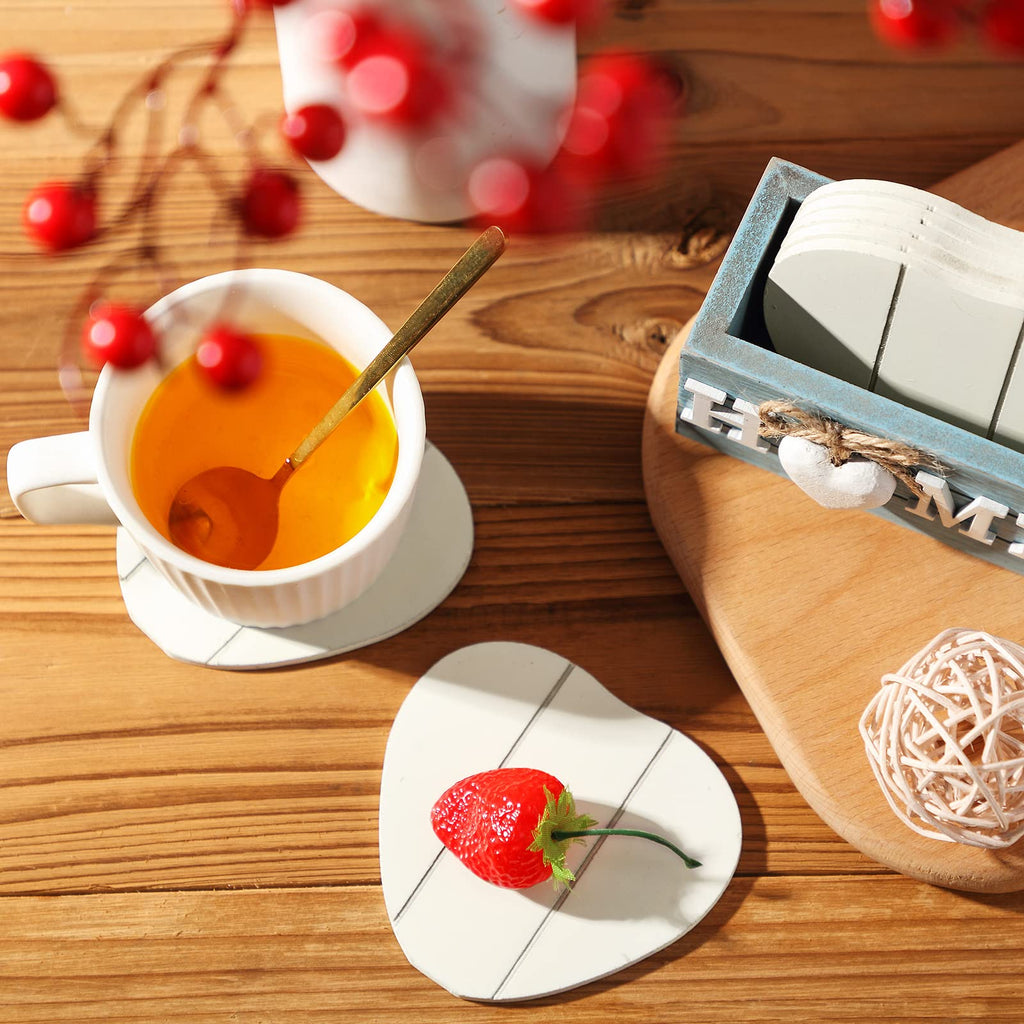 Patelai Set of 6 Wooden Heart Coasters House Warming Gifts, Home, Grey