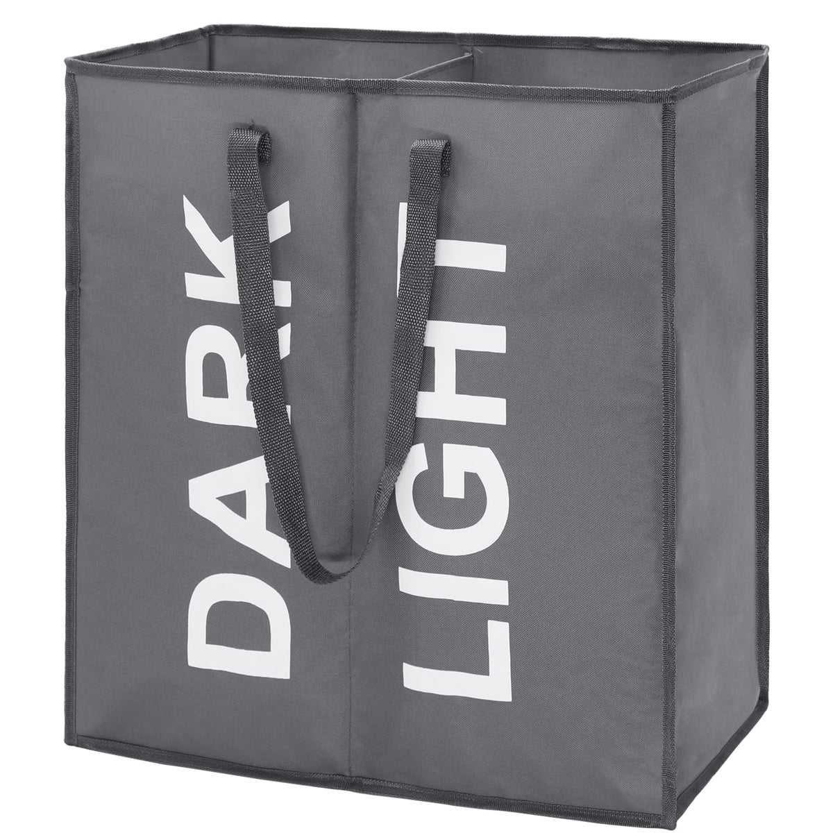 DOKEHOM 80L Collapsible Laundry Basket Bag with 2 Sections, Dark Grey