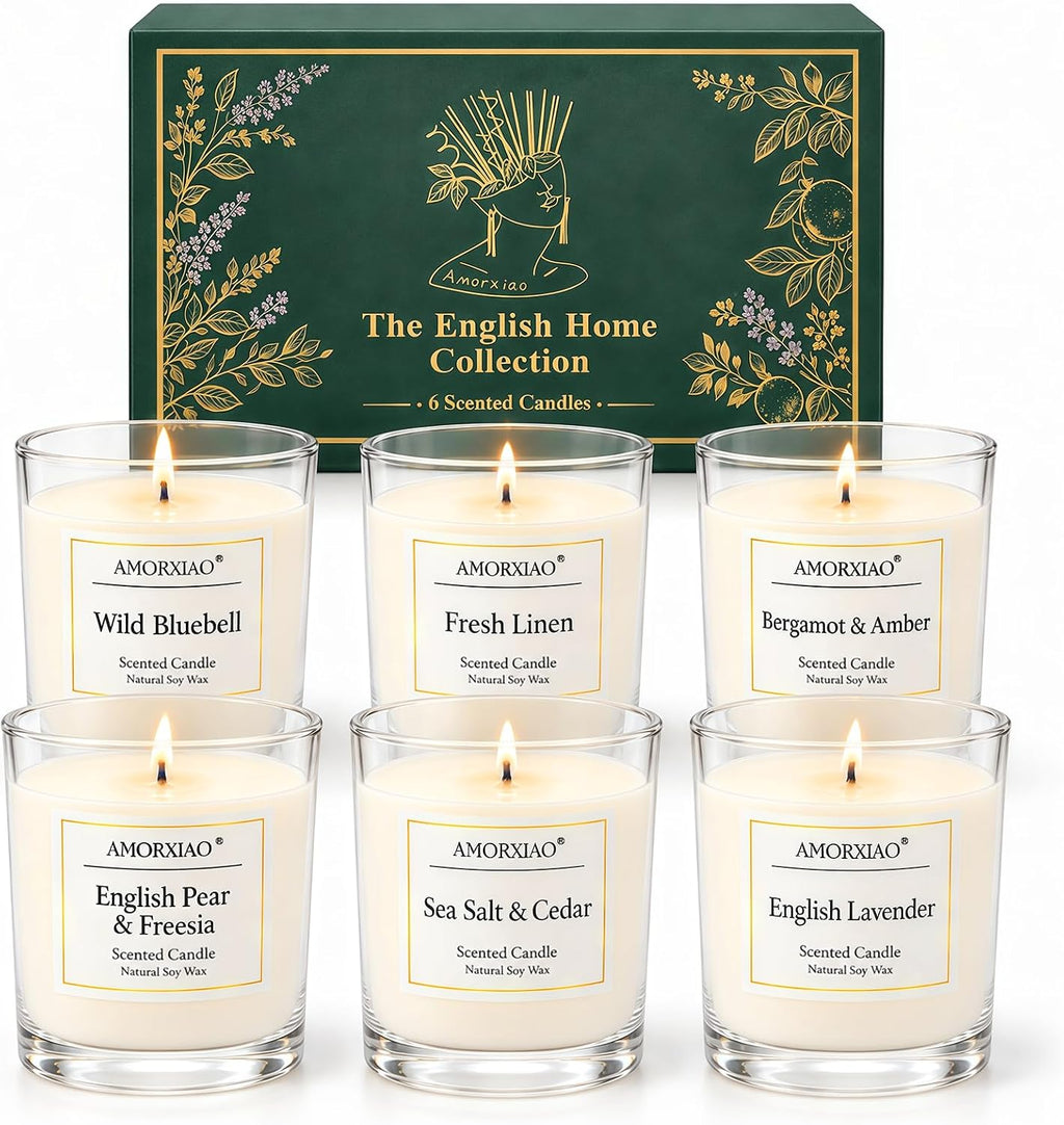 Yinuo Mirror Scented Candles Gift Set for Women, 6x100g Soy Wax, 6 Scents