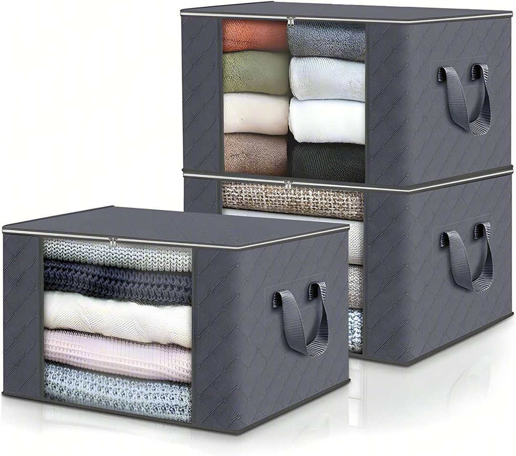 ASelected 3 Pack Clothes Storage Bag, 60L Underbed Storage Boxes with ...
