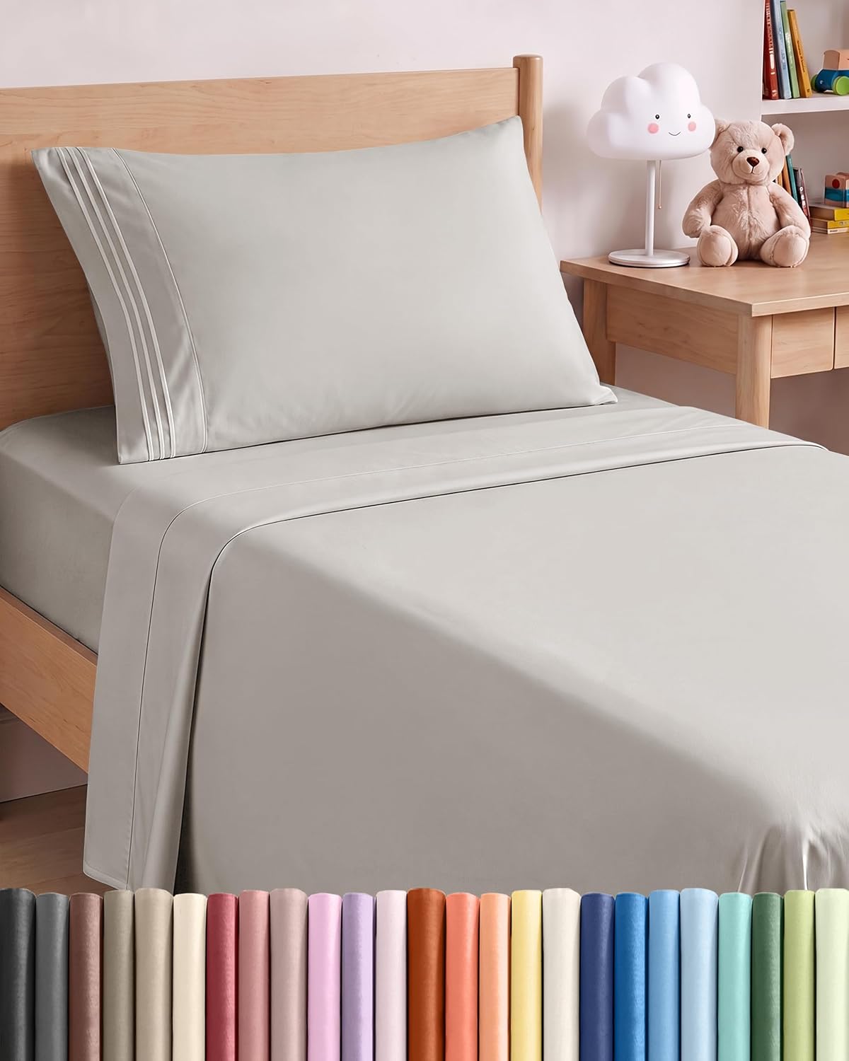 Queen Size 4 Piece Sheet Set - Breathable & Cooling Sheets - Dark Grey