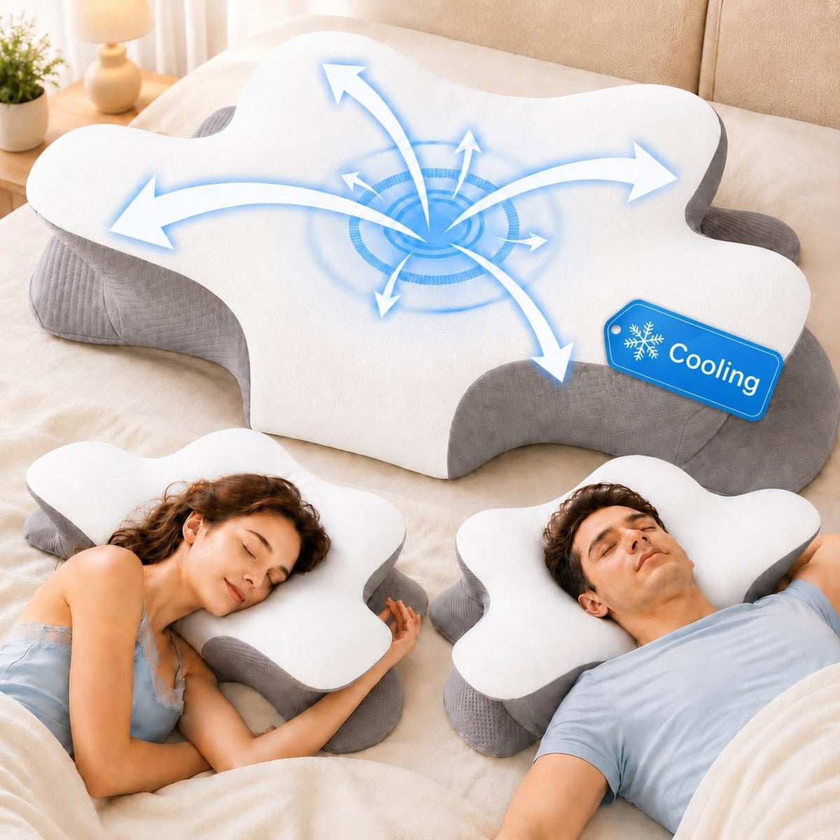 Hydomi Orthopaedic Cervical Pillow for Neck and Shoulder Pain Relief, Memory Foam Neck Support Pillow for Side, Back &Stomach Sleepers, Ergonomic Contour Bed Pillow with Armrest Design, Washable Cover