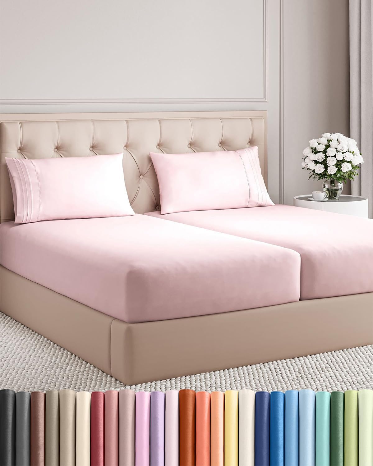 Queen Size 4 Piece Sheet Set - Breathable & Cooling Sheets - Dark Grey